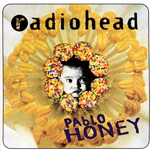 Radiohead’s “Pablo Honey” CD cover: a flower with a baby’s face.