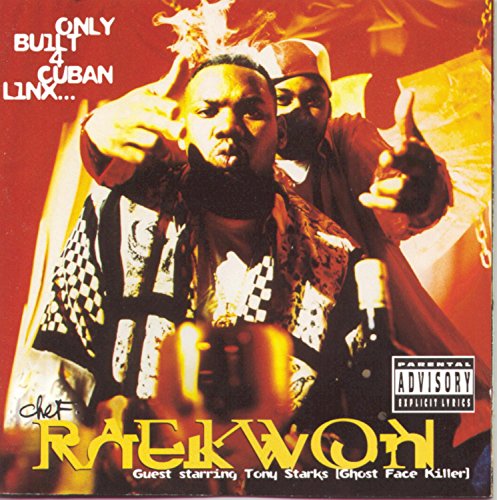 Raekwon album cover, "Only Built 4 Cuban Linx...", featuring a portrait of the artist.