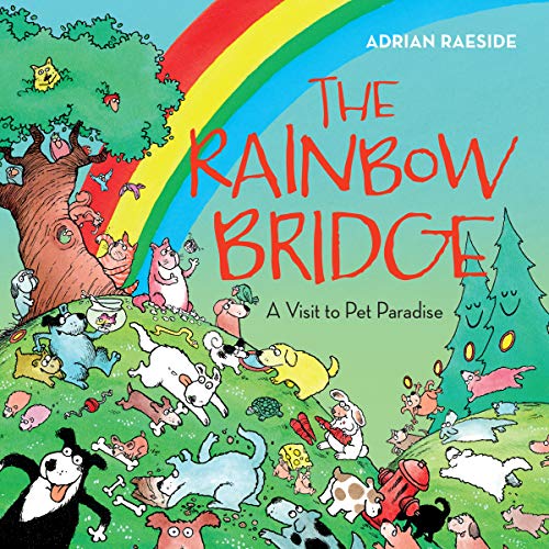 Book cover depicting a colorful rainbow bridge filled with various animals.