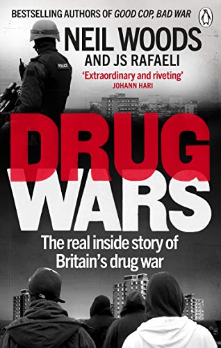 Book cover: “Drug Wars” with police officer and blurred figures.