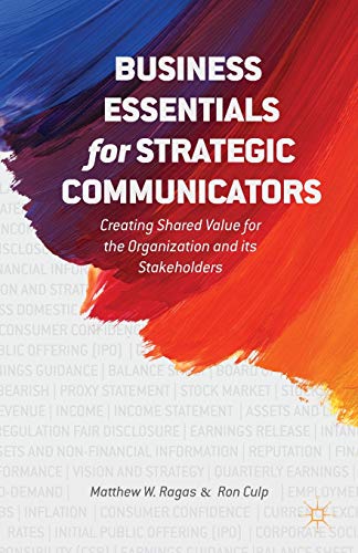 Book cover with abstract red brushstrokes and white text: "Business Essentials".