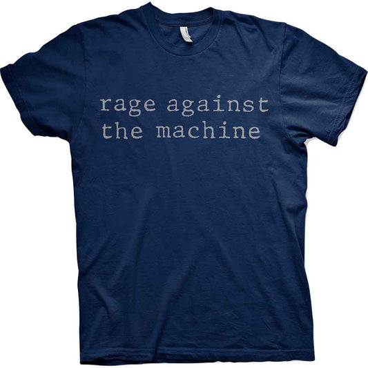 Vintage-style Rage Against the Machine logo, black and white graphic.