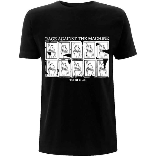 Black t-shirt with "Rage Against The Machine" and "Post No Bills" graphic.