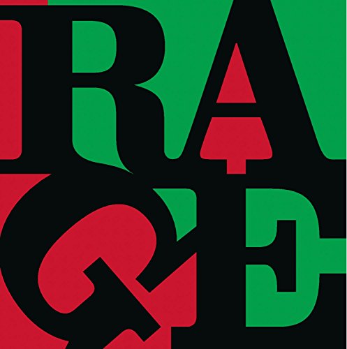 Rage Against The Machine album cover with bold red and green lettering.