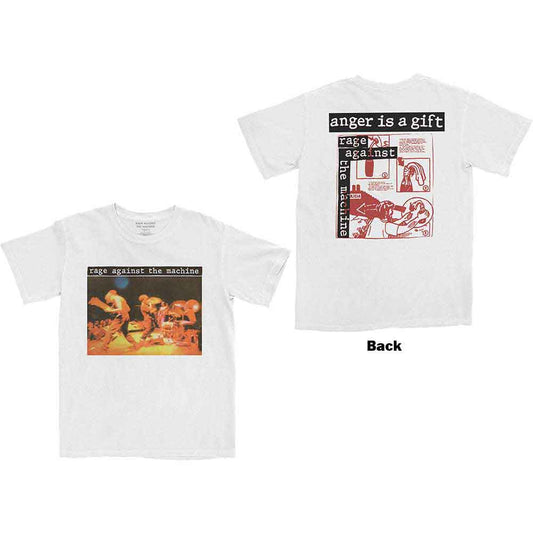 Black unisex t-shirt featuring the Rage Against The Machine logo and back print design.