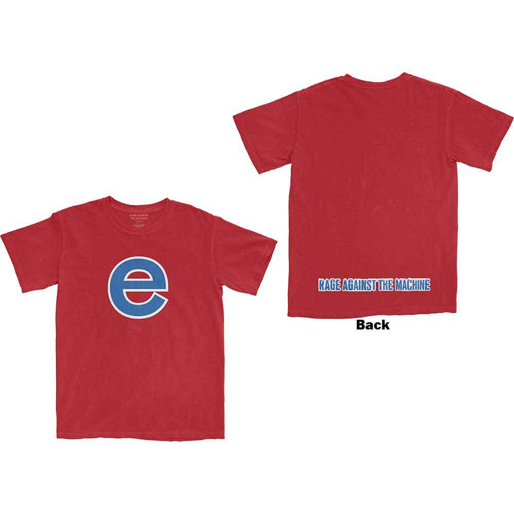 Black RATM t-shirt with large back print of the letter "E", size XXX-Large.