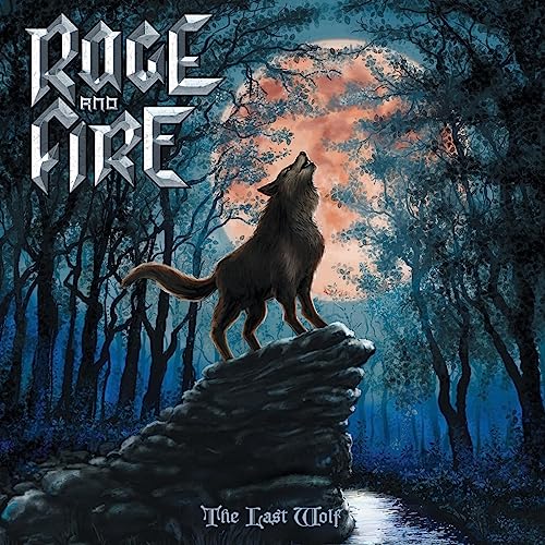 CD cover: howling wolf in a dark forest under a full moon.