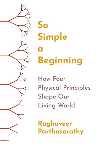 Book cover: "So Simple a Beginning" with branching red lines.