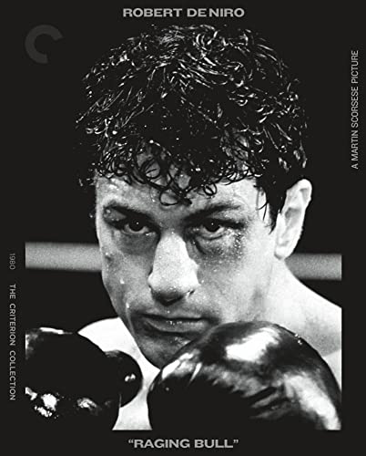 Black and white portrait of Robert De Niro as a boxer in Raging Bull.