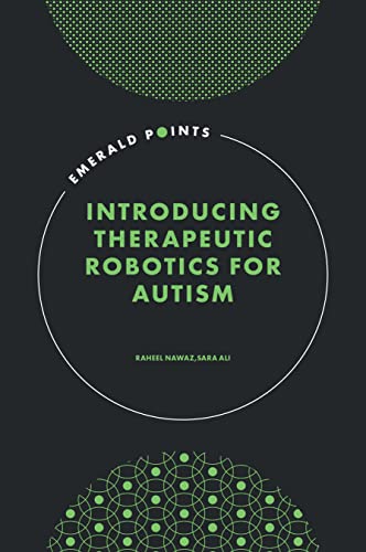 Book cover: "Introducing Therapeutic Robotics for Autism" with green geometric designs.