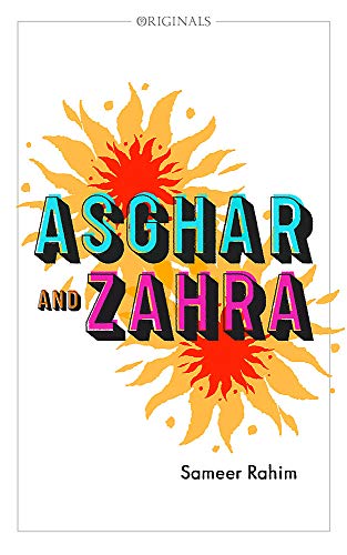 Book cover: “Asghar and Zahra” with a colorful sunburst design.