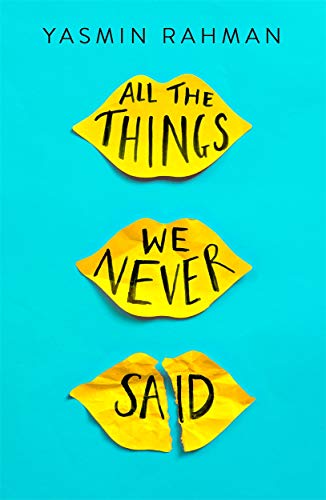 Book cover with three yellow lip-shaped sticky notes on a bright blue background.