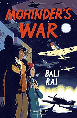Book cover illustration of two people watching fighter planes in a night sky.