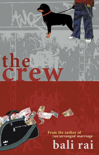 Book cover: a dog, person’s legs, money, and a black handbag.