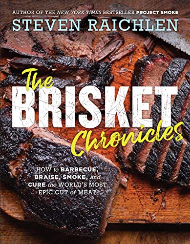 Book cover featuring sliced brisket with text "The Brisket Chronicles.