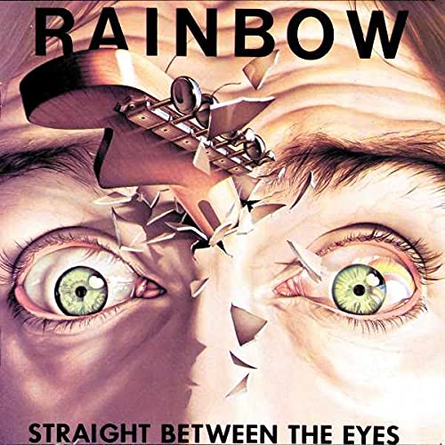 Rainbow album cover: eyes looking up, shattered glass, and a guitar.