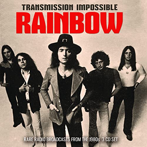 Rainbow band album cover, "Transmission Impossible," featuring four musicians.