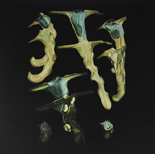 Dark, abstract shapes resembling jellyfish against a black background.