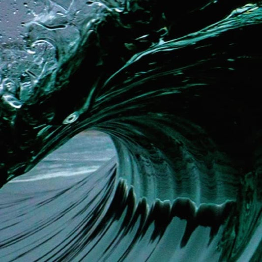 Dark teal wave curling inward, CD cover art.