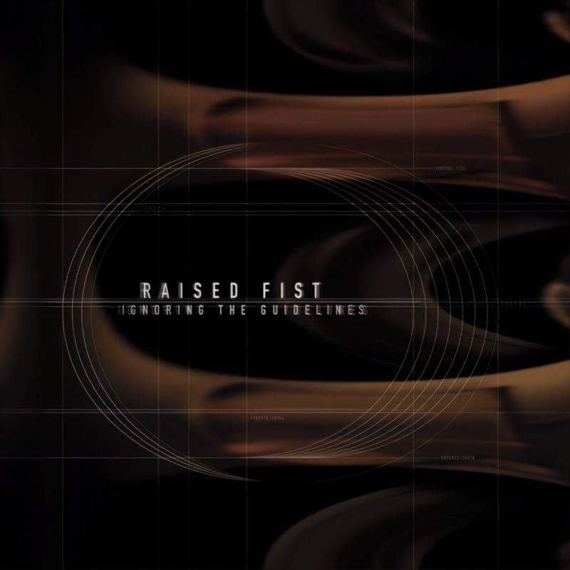 Album cover for Raised Fist’s “Ignoring The Guidelines” with abstract lines.