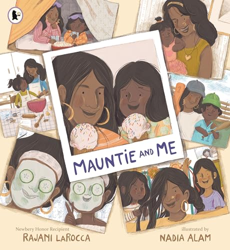 Book cover depicting a girl and her auntie with ice cream, framed photos.