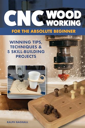 Book cover: "CNC Woodworking for the Absolute Beginner" with CNC machine detail.