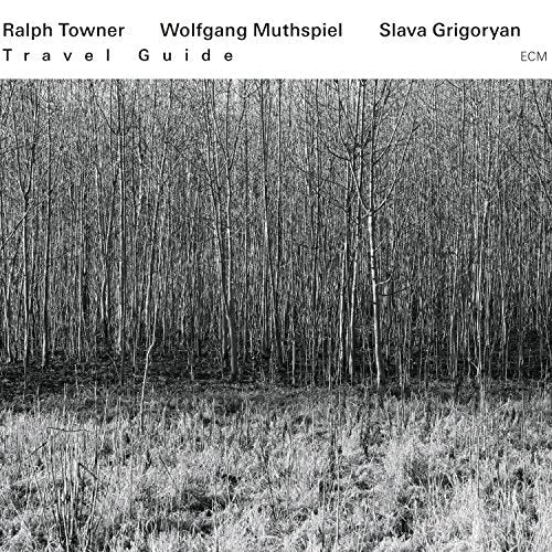 CD cover for “Travel Guide” by Towner, Muthspiel, Grigoryan, forest scene.