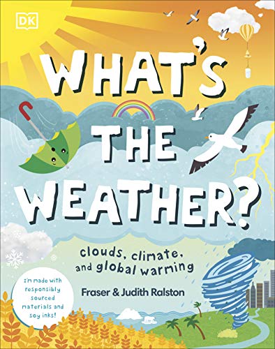 Book cover depicting weather phenomena: clouds, sun, rain, and a tornado.