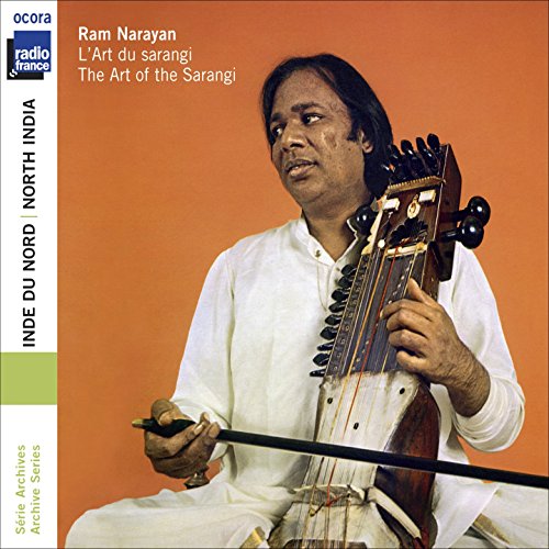CD cover featuring Ram Narayan playing the sarangi, an Indian instrument.