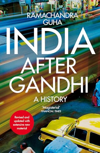 Book cover: “India After Gandhi: A History” with blurred city background.
