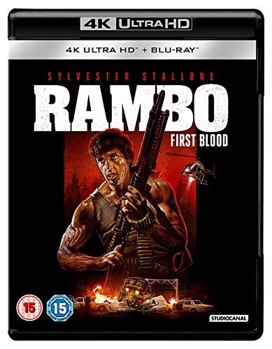 Rambo: First Blood Blu-ray cover with Sylvester Stallone holding a rifle.