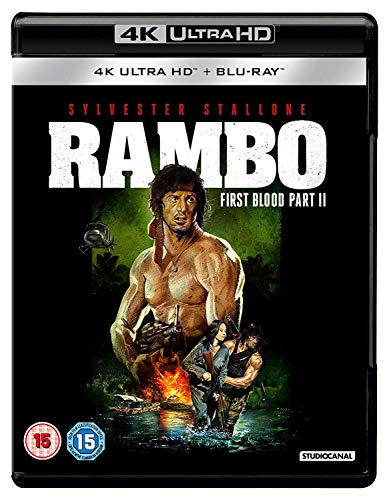Rambo: First Blood Part II Blu-ray cover with Sylvester Stallone depicted.