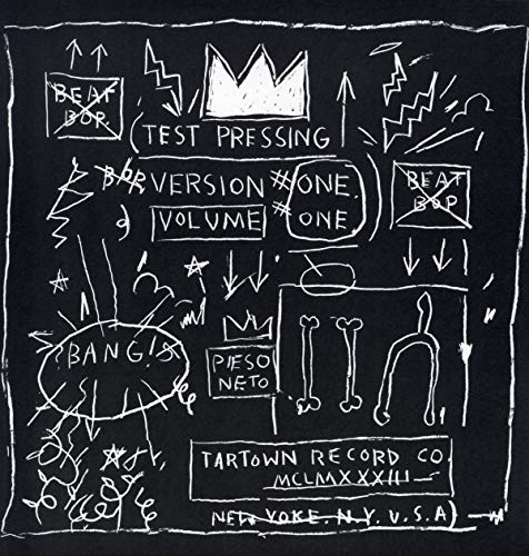 Black vinyl record sleeve with white graffiti-style text and doodles, featuring "Beat-Bop" and "Test Pressing".