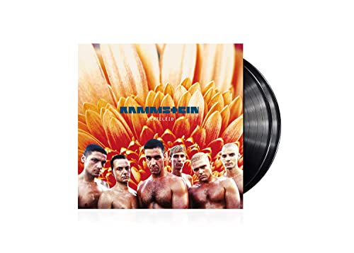 Rammstein Herzeleid vinyl record cover featuring the band members in front of a flower.