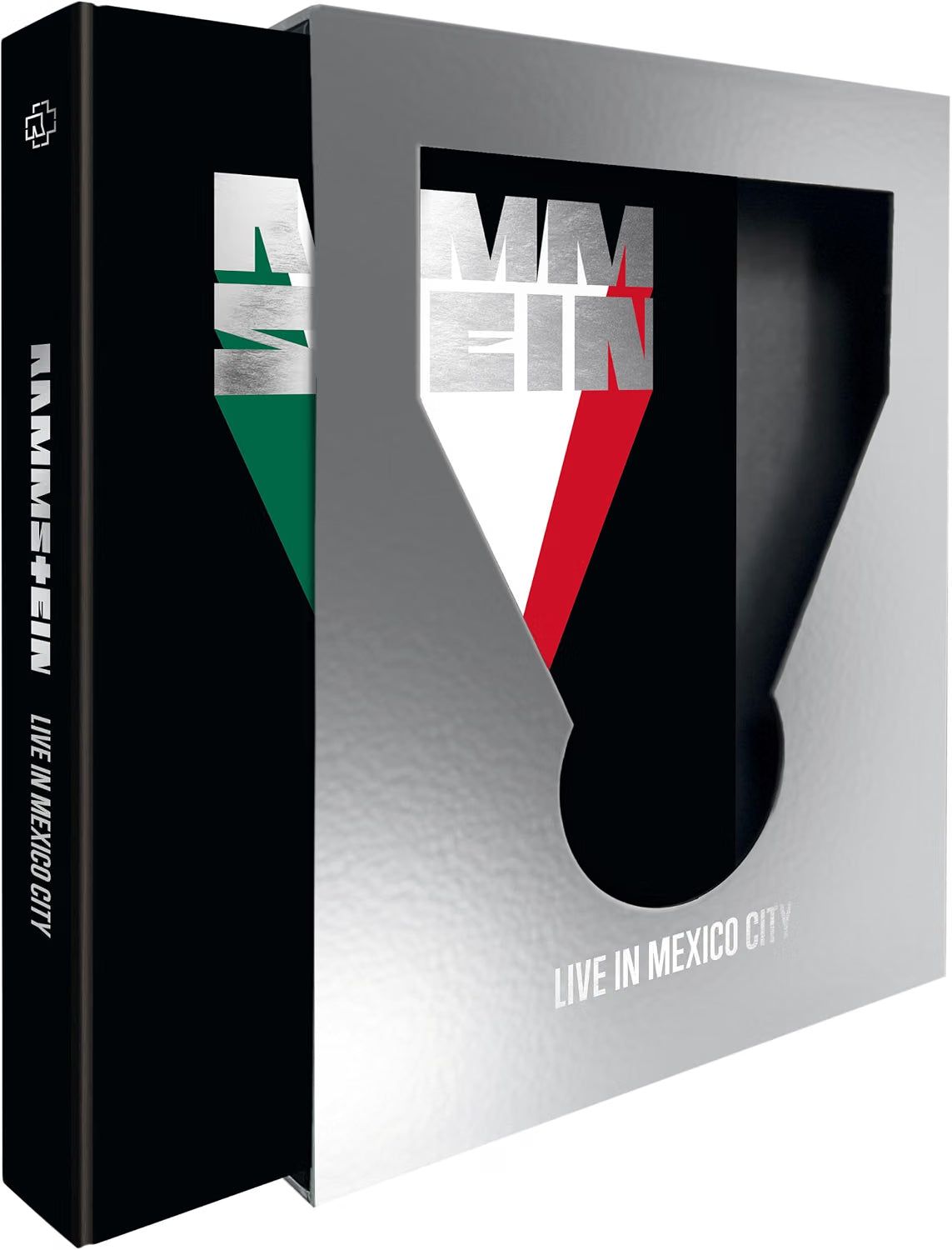 Black Rammstein box set with angled white and Mexican flag design.