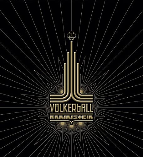Rammstein "Volkerball" album cover: gold art deco design on black.