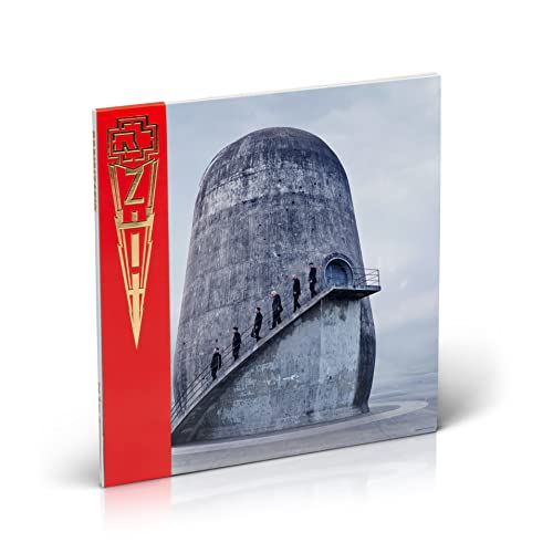Rammstein Zeit CD cover featuring a concrete tower and figures on a staircase.