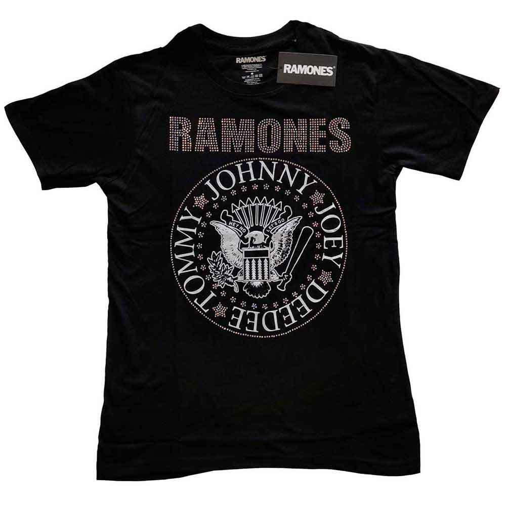 Black Ramones t-shirt with sparkly presidential seal design, size 11-12 years.