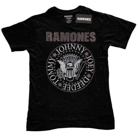 Black Ramones t-shirt with sparkly presidential seal design, size 11-12 years.
