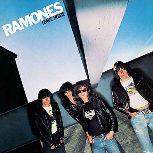 Album cover of Ramones Leave Home featuring four men in leather jackets.