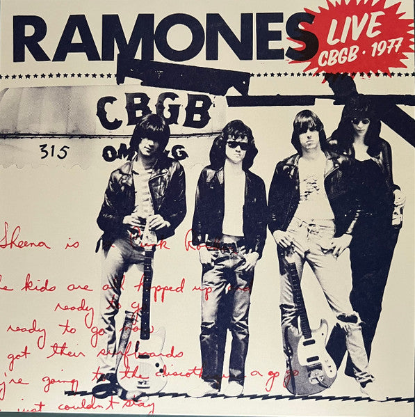 Red vinyl record in sleeve with Ramones live performance from 1977 on cover.