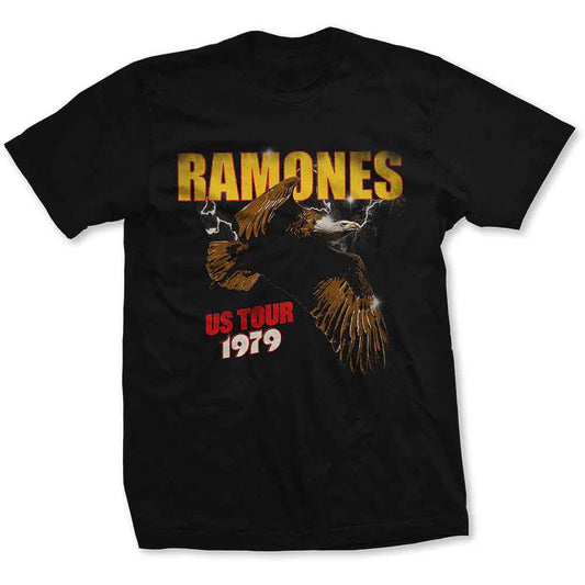 Black Ramones tour t-shirt with eagle graphic and red text.