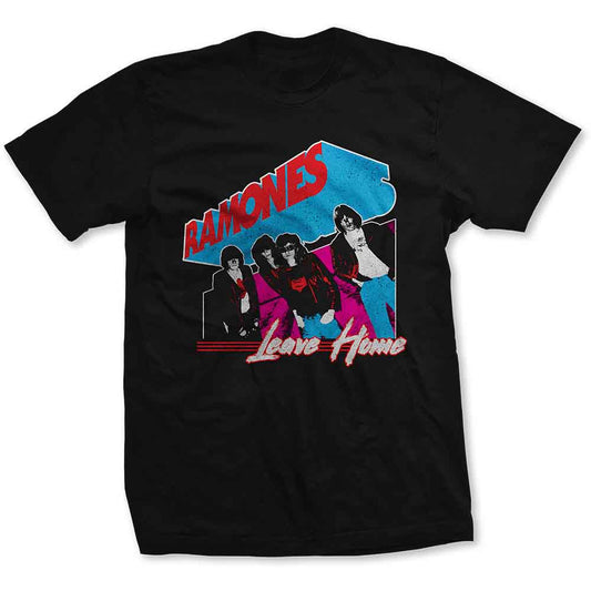 Black Ramones t-shirt with band image and “Leave Home” text.