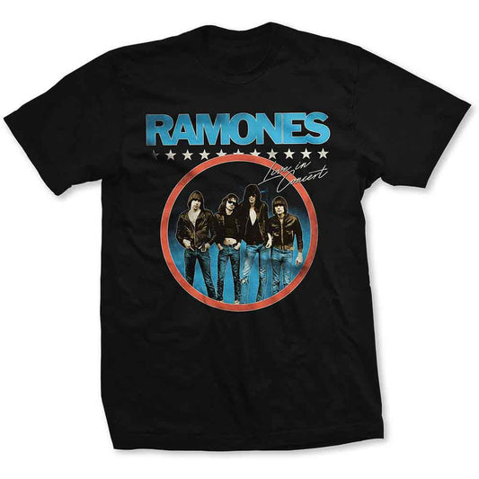 Black Ramones t-shirt with a circular band photo graphic.