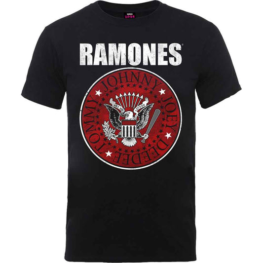 Black Ramones t-shirt with a red and white seal graphic.