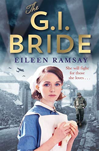 Book cover: nurse with soldier, wartime ruins in background.
