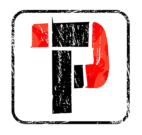 Abstract red and black letter “T” within a square frame.