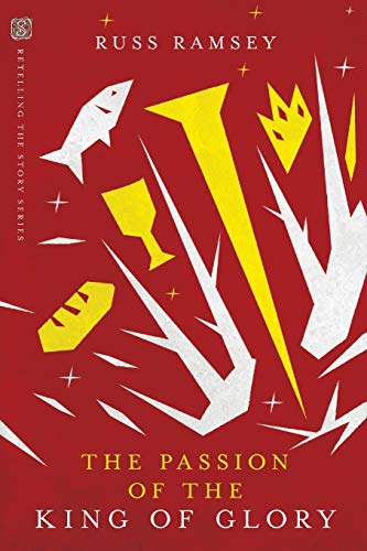 Red book cover with abstract yellow and white religious imagery.