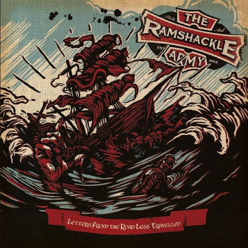 CD cover for "The Ramshackle Army" with red and white nautical illustration.