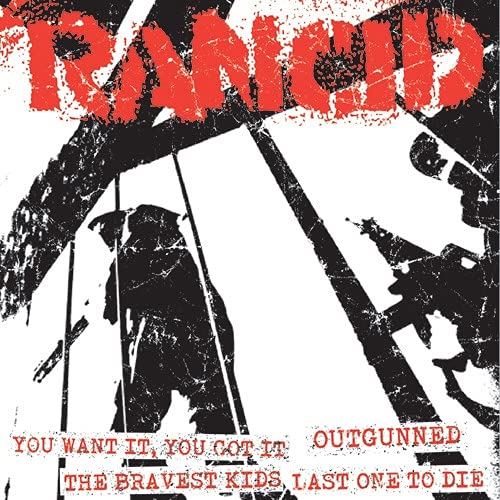 Rancid album cover with black and white silhouette art and red band name text.